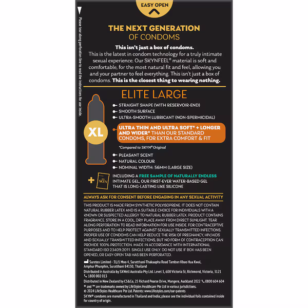 SKYN ELITE LARGE 10 CONDOMS