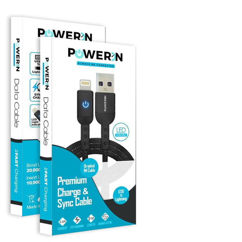POWER ON USB TO LIGHTNING CHARGER CABLE 1M