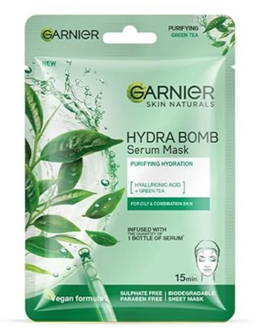 GARNIER HYDRA BOMB SHEET MASK GREEN TEA