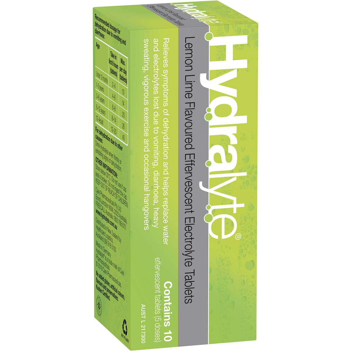 HYDRALYTE LEMON LIME ELECTROLYTE 10 EFFERVESCENT TABLETS