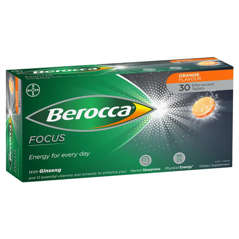 BEROCCA FOCUS ORANGE 30 EFFERVESCENT TABLETS