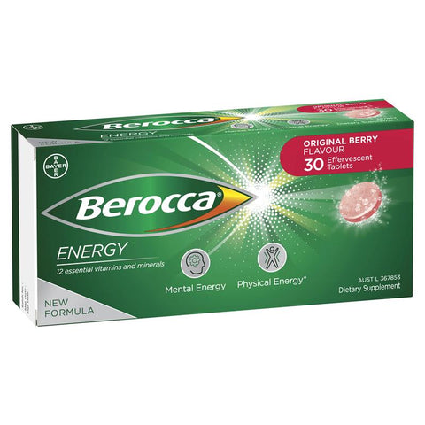 BEROCCA ENERGY ORIGINAL BERRY 30 EFFERVESCENT TABLETS
