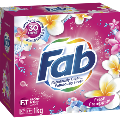 FAB F&T FRESH FRANGIPANI LAUNDRY POWDER 1KG