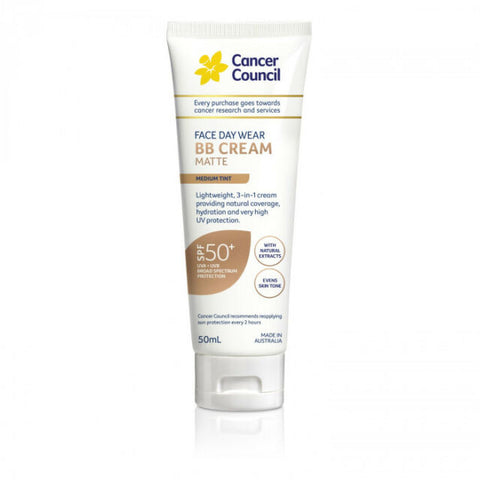 CANCER COUNCIL BB CREAM MATTE MEDIUM TINT SPF 50+ 50ML